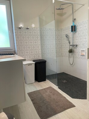 Douche, sèche-cheveux, papier toilette