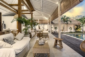 Deluxe Villa, 5 Bedrooms, Private Pool, Pool View | Living area | 32-inch Smart TV with digital channels