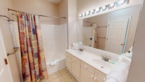 Bathtub, hair dryer - Lakeside Tranquility 2BR Villa Resort Amenities (Pawleys Island)