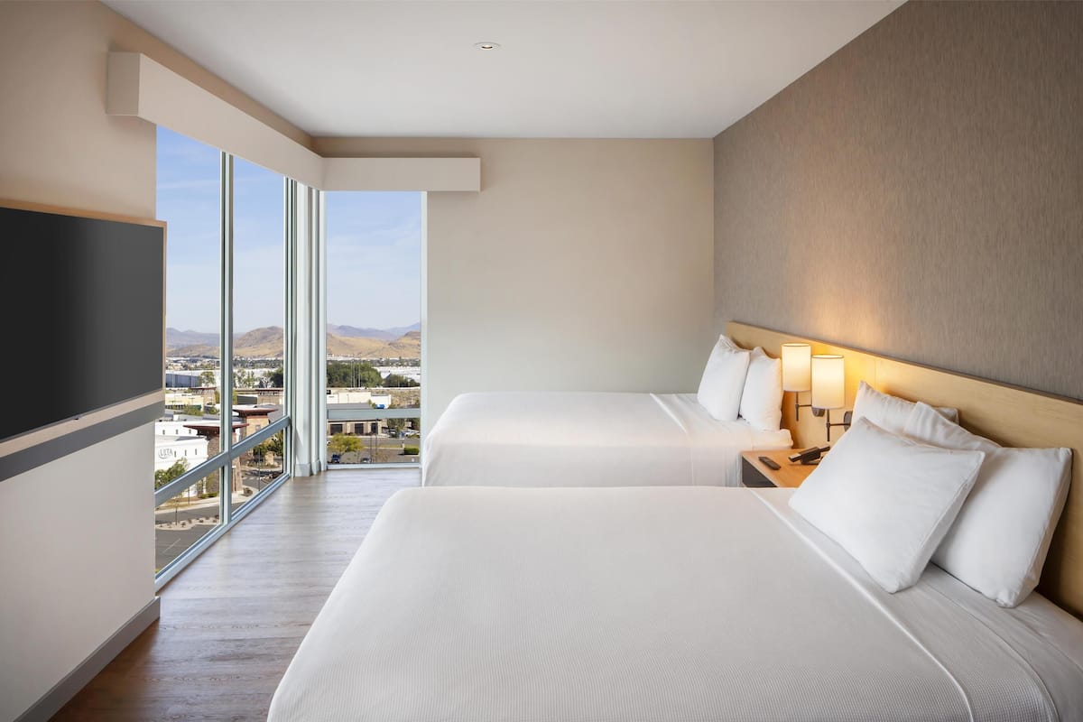 In-room safe, desk, laptop workspace, blackout curtains