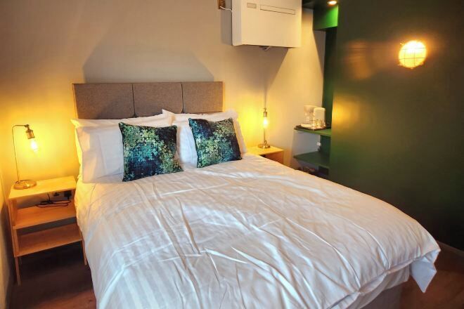 Premium bedding, Select Comfort beds, desk, laptop workspace