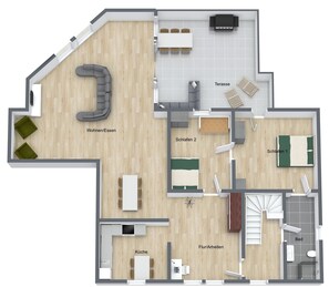 Floor plan - Birdhouse - Big Living for 12 - 2 terraces, table football, BBQs, PS4, fitness (Marburg)