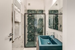 Regadera, secadora de cabello, bidet, toallas 