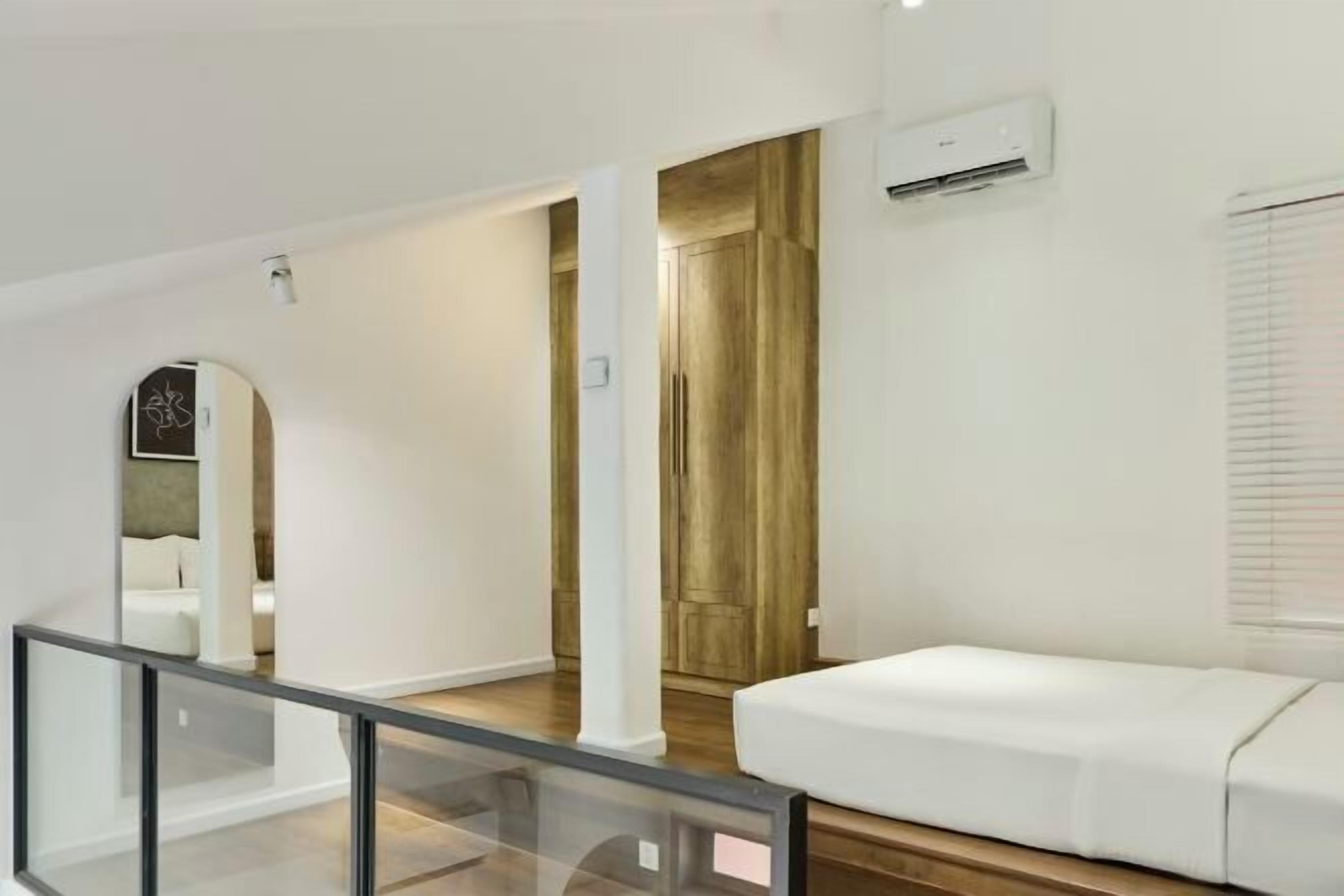 Minibar, desk, laptop workspace, iron/ironing board