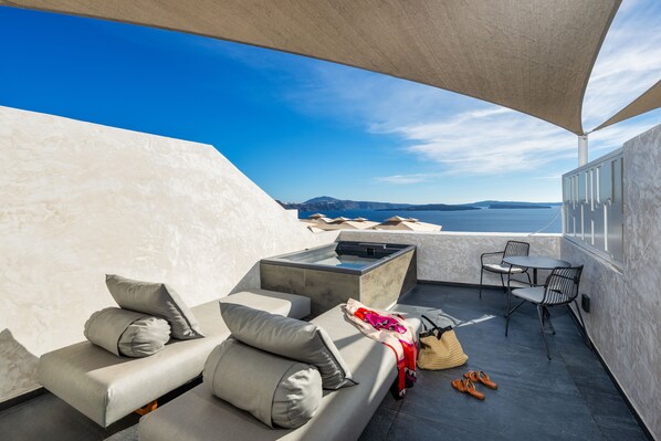 Suite outdoor Tub Sea View | 1 개의 침실, 방음 설비, 무료 WiFi, 침대 시트