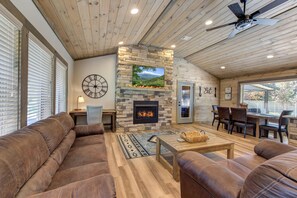 Smart TV, fireplace, video games