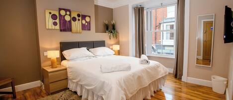 Desk, free WiFi, bed sheets