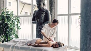 Sauna, steam room, body treatments, aromatherapy, hot stone massages