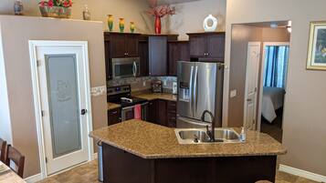 Fridge, microwave, oven, dishwasher