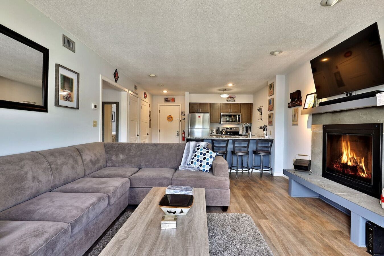 TV, fireplace, stereo