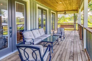 Terrace/patio - Escape to Nature: Lakefront Jay Cottage w/ Views! (Jay)