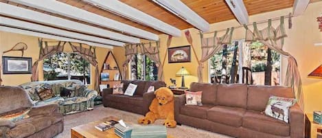 Smart TV, fireplace, table football, ping pong