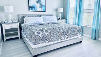 3 bedrooms, iron/ironing board, bed sheets