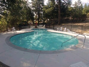 Seasonal outdoor pool, open 10:00 AM to 8:00 PM, sun loungers