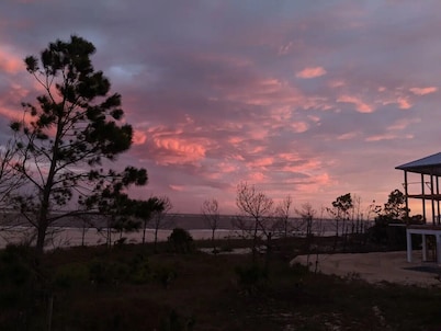 The Lucky Dog Beach House steps from the beach.