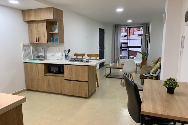 Standaard appartement, 1 queensize bed met slaapbank, keuken | Privékeuken | Een mini-koelkast, een magnetron, een kookplaat