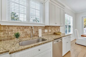 Fridge, microwave, oven, stovetop - Houdini by the Sea! Heated Pool and Newly Landscaped Pool Area | Walk to Beaches and Village Area (Saint Simons Island)