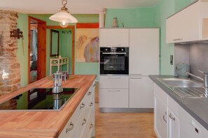 Fridge, oven, stovetop, dishwasher - Apartment 'Haus der Malerin Wolke Eins' with Mountain View, Private Terrace and Wi-Fi (Müllheim)