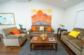 Smart TV, fireplace, table football, ping pong