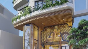 A modern building with multiple balconies, each adorned with greenery. - Crescendo Urban Stay (Hanoi)