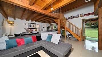 Televisión, chimenea, videojuegos y reproductor de DVD