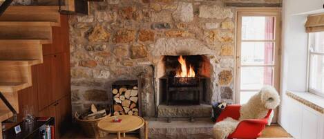 TV, fireplace, stereo