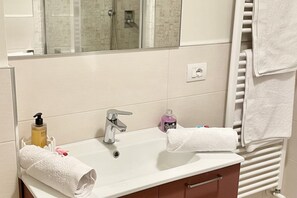 Regadera, secadora de cabello, bidet, toallas 