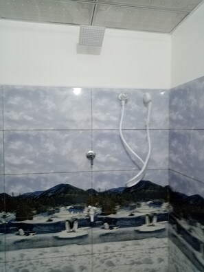 Ducha, toallas y jabón