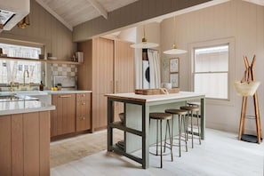 Fridge, microwave, oven, stovetop - Juniper Presents: Townies - 4 Homes, Hot Tubs, Pool & Walk to Beach (Union Pier)