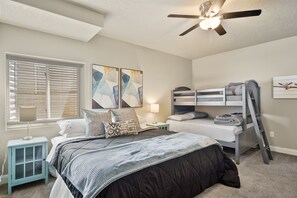 4 bedrooms, iron/ironing board, travel cot, WiFi