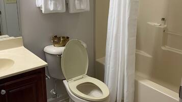 Baignoire à jets, sèche-cheveux, serviettes fournies, savon