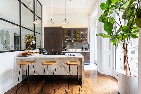 Fridge, oven, stovetop, dishwasher