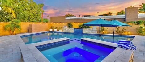 Piscine extérieure, piscine chauffée