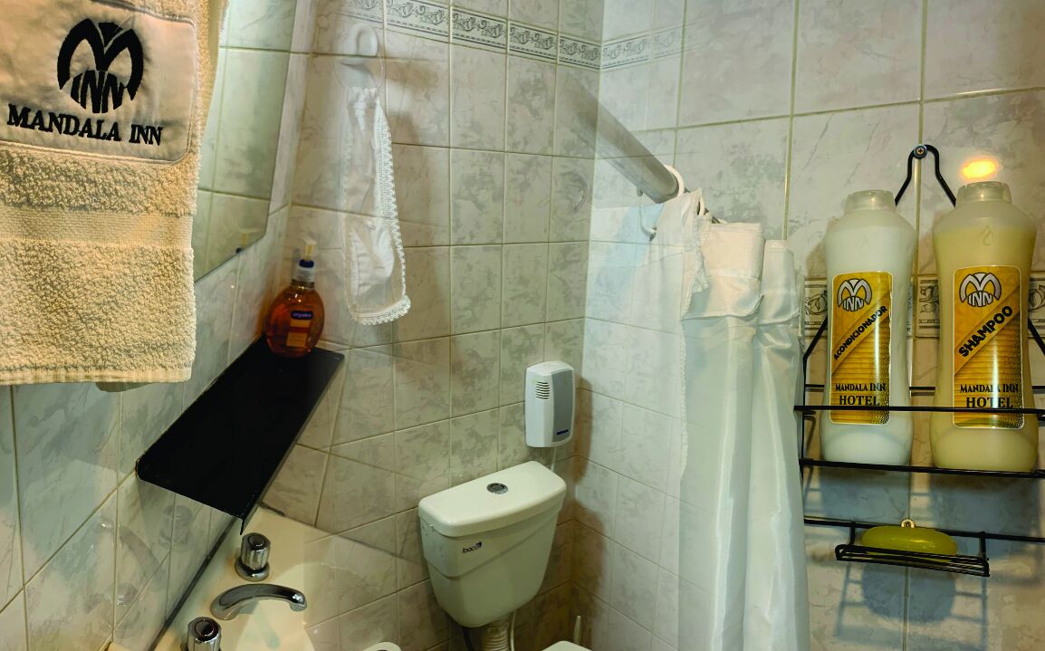 double room | bathroom | shower, rainfall showerhead, towels, soap
