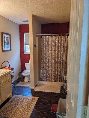 Shower, hair dryer, towels, soap - SafariShoresCottage Aggie football TAMU Renaissance Festival AWESOME
 (Montgomery)