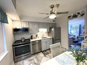 Fridge, microwave, stovetop, dishwasher - Dunes F2 - South Forest Beach Villa (Hilton Head Island)