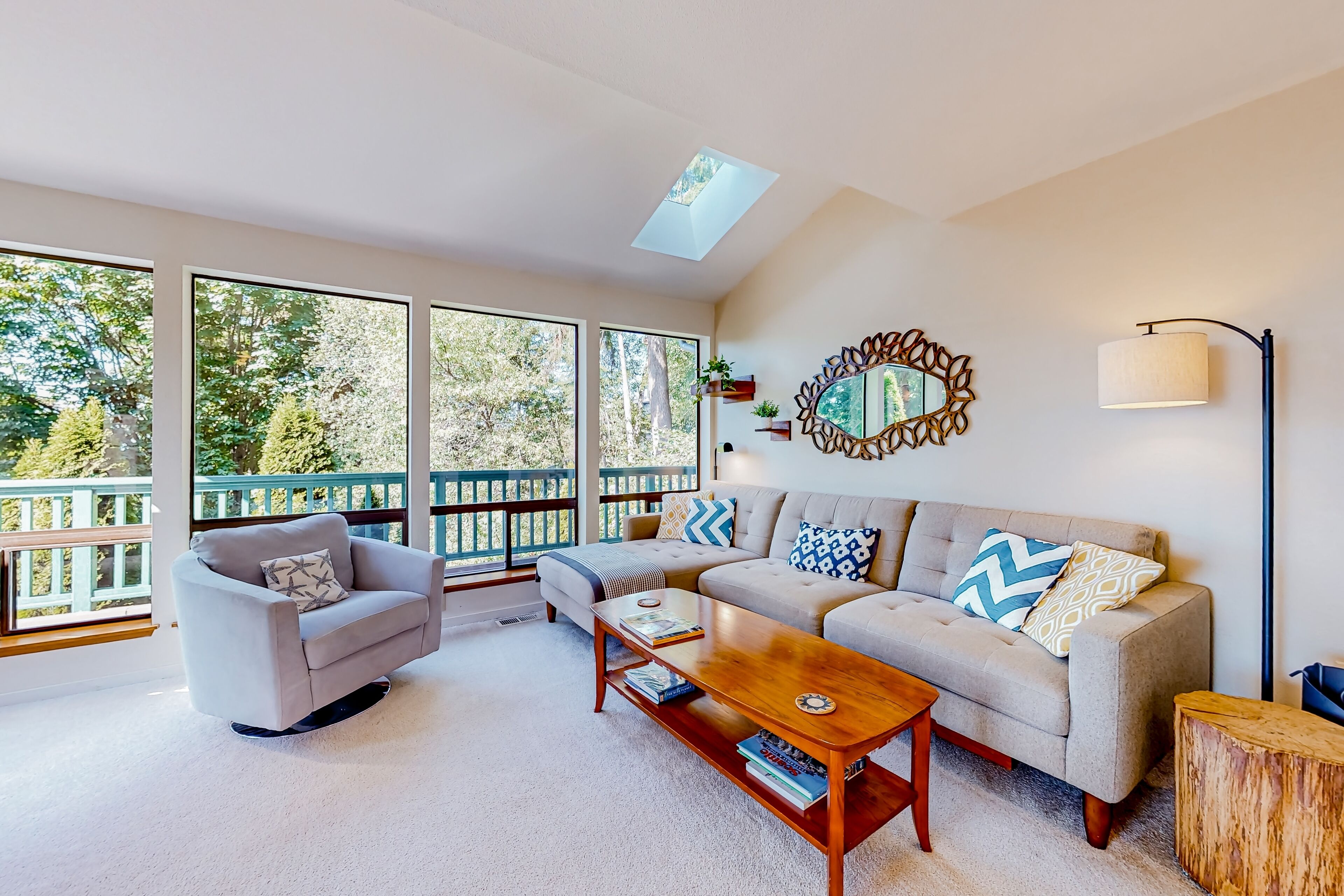 Quiet Puget Sound view home near downtown Edmonds with a fireplace