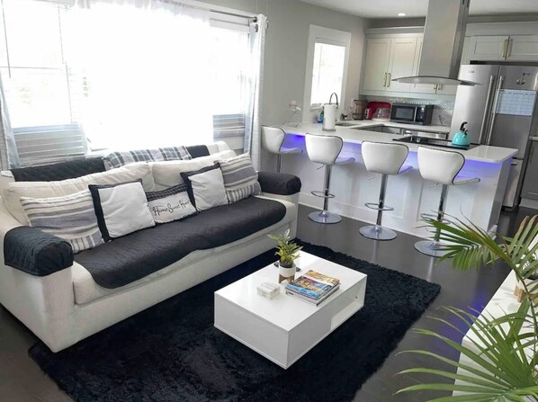 Smart TV, fireplace, video games, books