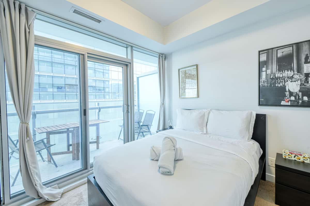 1 bedroom, blackout curtains, iron/ironing board, free WiFi