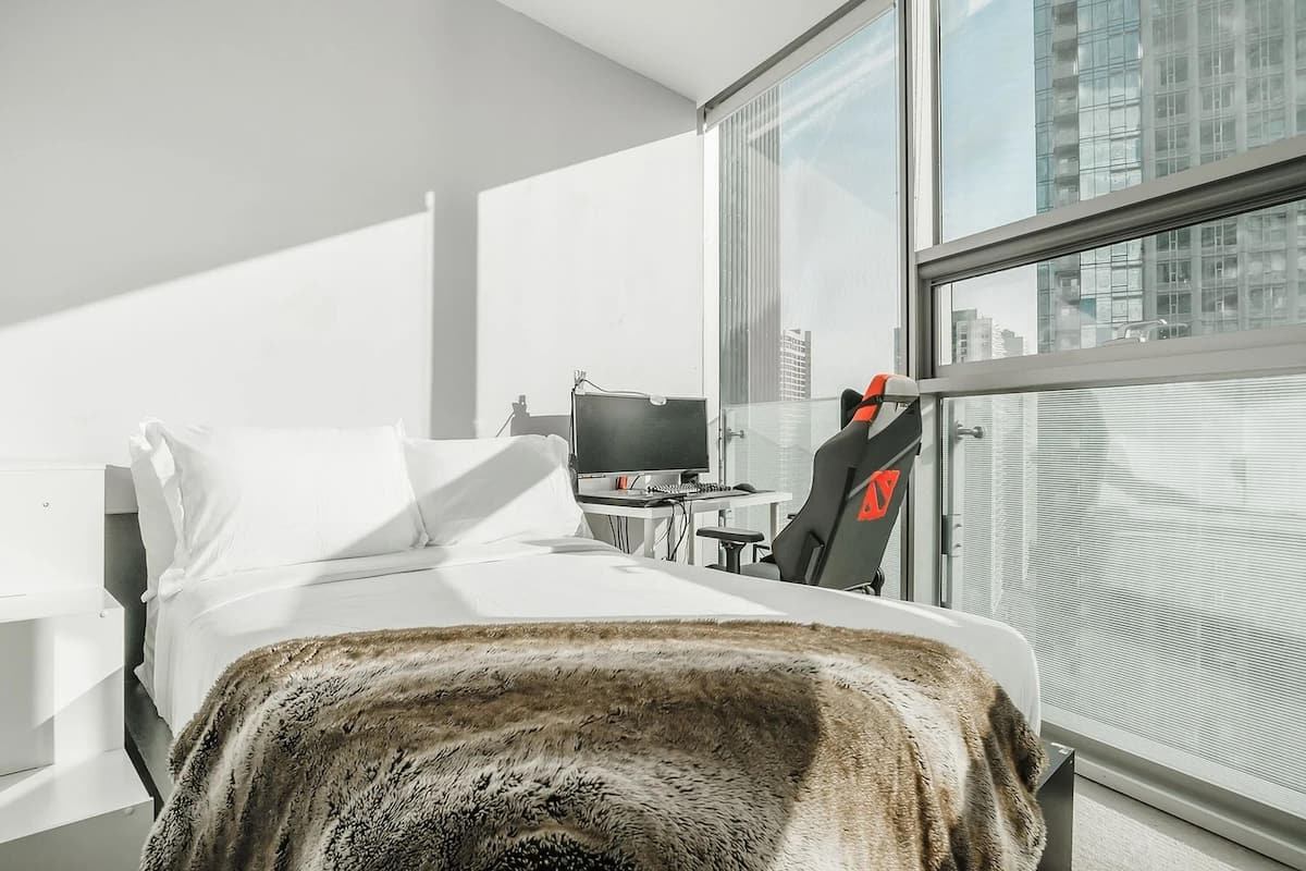 1 bedroom, blackout curtains, iron/ironing board, free WiFi