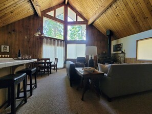 TV, fireplace, video games, DVD player