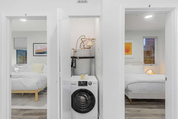 2 dormitorios, tabla de planchar con plancha, wifi y ropa de cama