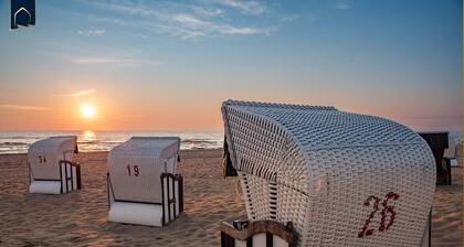 Modern vacation apartment on the Szczecin Lagoon with sauna & view of the countryside