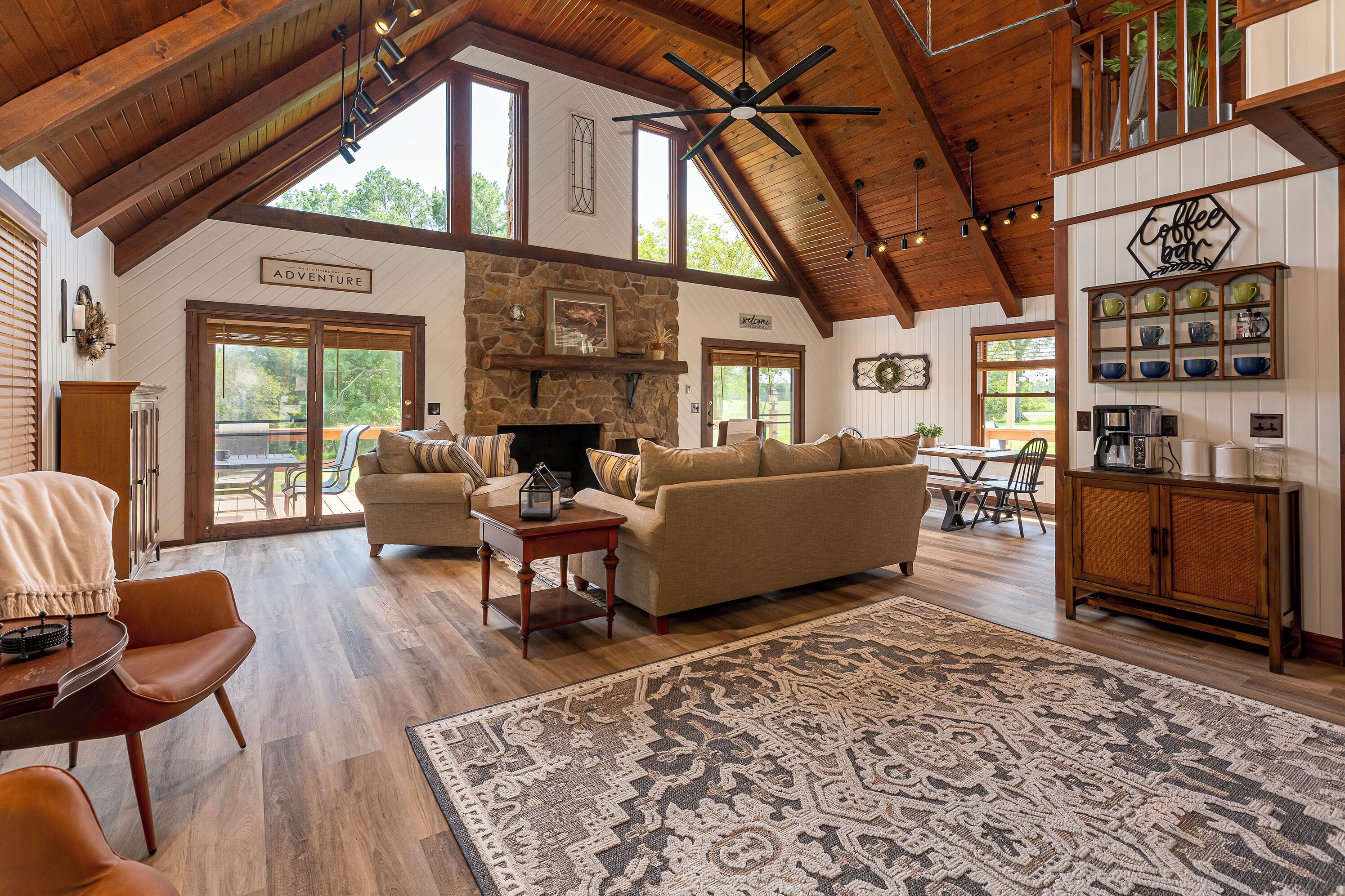 Smart TV, fireplace, video games, books