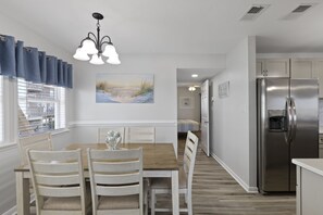 Dining - MareBella 2nd row, Ocean front, pet friendly, Topsail Island NC 
Covered porch  (North Topsail Beach)