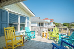 Terrace/patio - SunBurns: Dog-friendly Home with Private Pool on Oak Island (Oak Island)