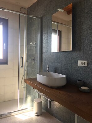 Ducha, secador de pelo, bidé y toallas