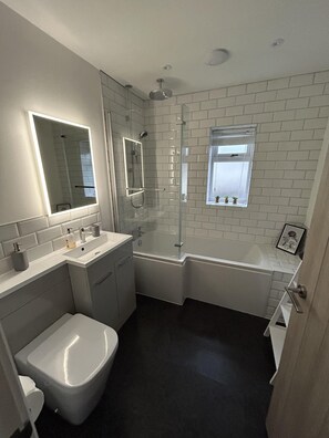 House | Bathroom | Combined shower/tub, deep soaking tub, hair dryer, towels