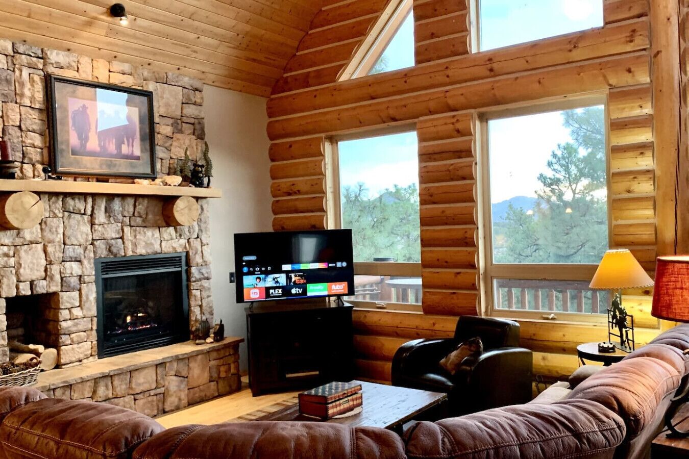 Televisión, chimenea