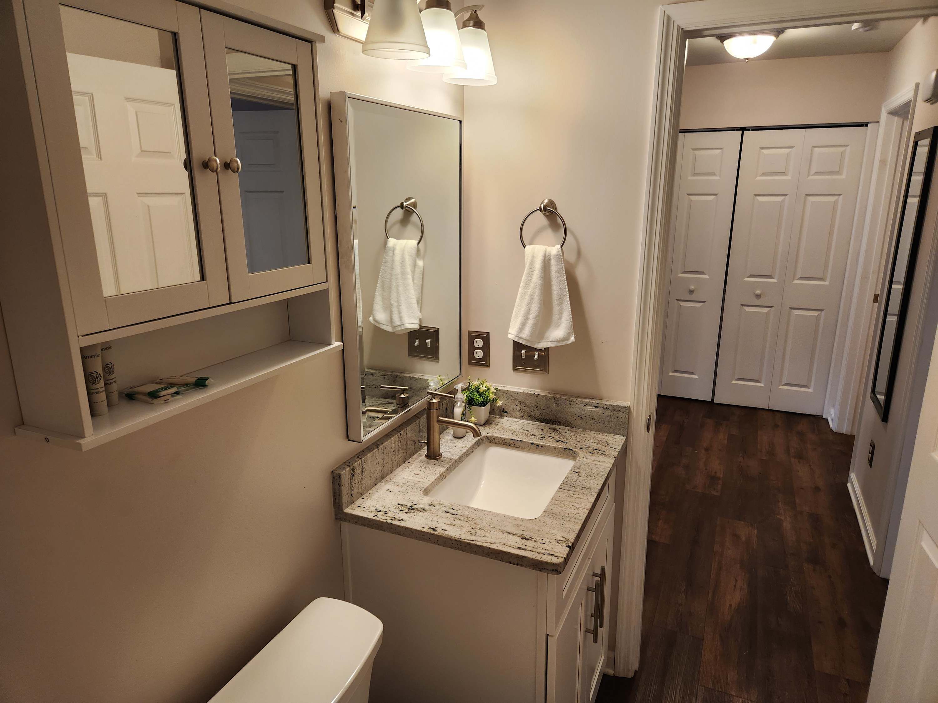 Badkar, hårtork, handdukar och schampo